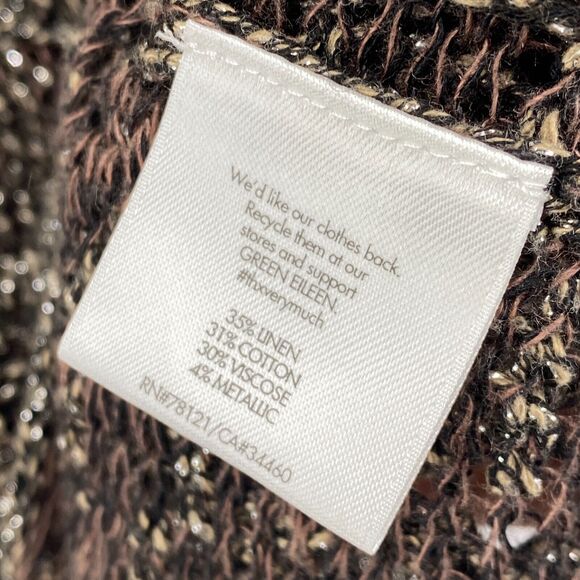 EILEEN FISHER Sweater XS Wrapped Sparkle Pullover Short Sleeve Brown Gold - Picture 10 of 14